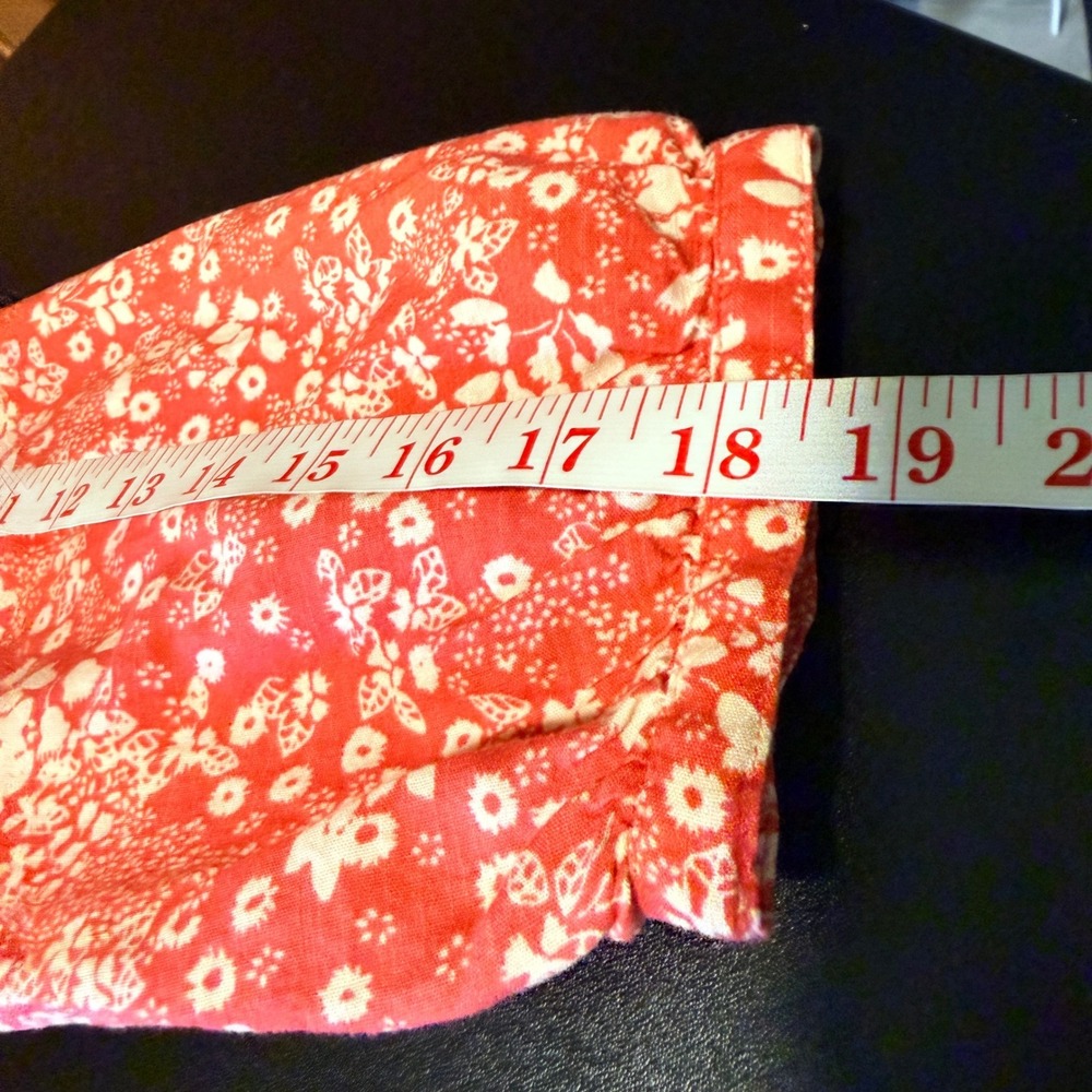 Knox Rose Oversized Small Red Floral Button Front 3/4 Sleeve Boho Blouse Top - Picture 5 of 10